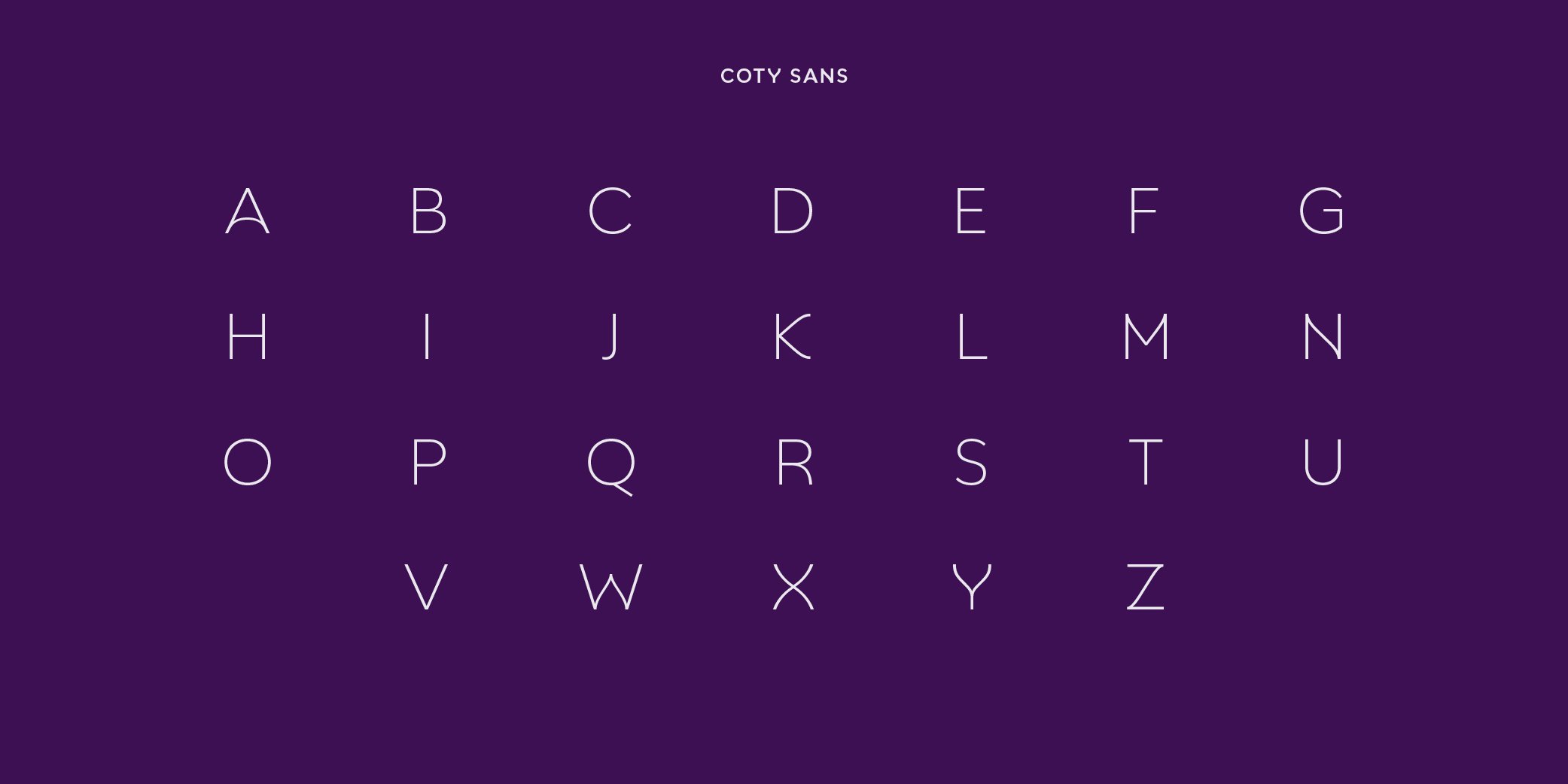 Coty Sans specimen — full alphabet